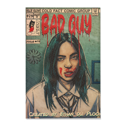 Edgy Comic-Inspired Area Rug - 'Bad Guy' Design for Unique Home Decor